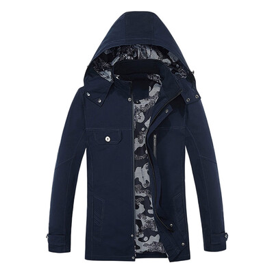 

Toponeto Mens Autumn Winter Casual Hooded Pure Color Jacket Button Outwear Coat Tops