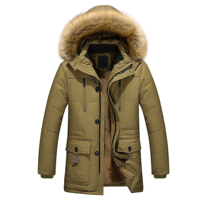 

Winter Mens Cotton Coat Thicken Warm Hooded Parkas Fur Collar Jackets Outwear