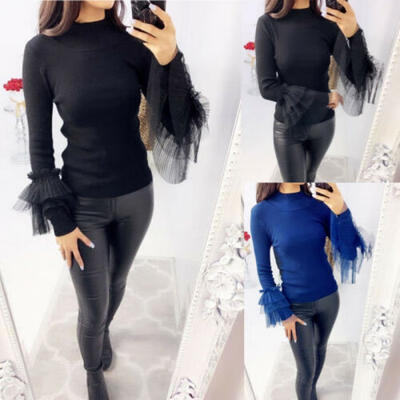 

Womens Fluffy Sweater Jumper Long Sleeve Ladies Sweatshirt Pullover Blouse Tops
