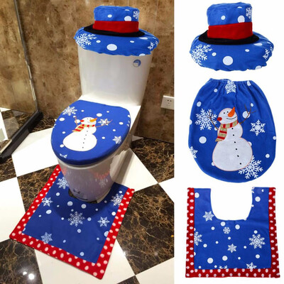 

Tailored 3pcs Fancy Santa Toilet Seat Cover&Rug Bathroom Set Christmas Decor