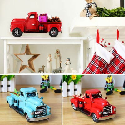 

Christmas Red Metal Truck Kids Gift Vintage Truck with Movable Wheel Table Decor