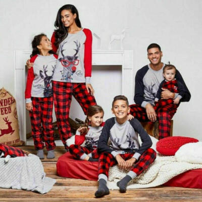 

Christmas Xmas Family Matching Set Pajamas Nightwear Kids Adult Striped Pyjamas