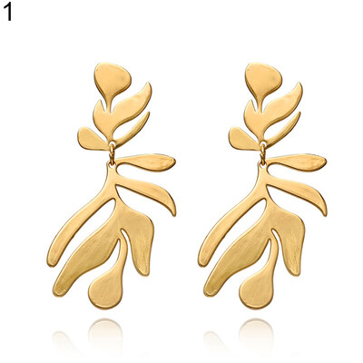 

Cool Punk Alloy Leaf Flower Large Dangle Stud Earrings Women Jewelry Xmas Gift