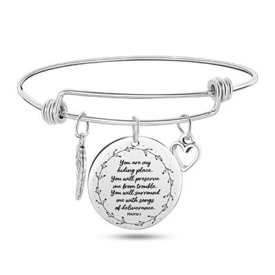

Fashion Titanium Steel Christian Bibl Wing Love Necer Fails Bracelets Jewelry