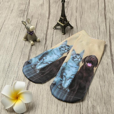 

New Fashion Women Socks Cute Dog Print Low Cut Breathable Stretchy Casual Ankle Socks
