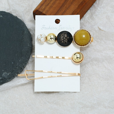 

Pearl Hair Clip Set Pearl Hairpin Pearl Hairpin Clock Word Clip Three-piece Sweet Candy Color Hairpin Headdress Accessories