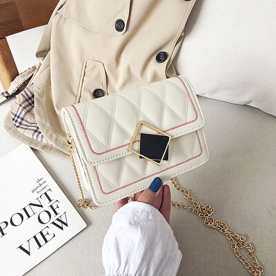 

2019 new Korean version of the simple&simple rhombic chain shoulder bag casual temperament Sen system wild Messenger small square bag