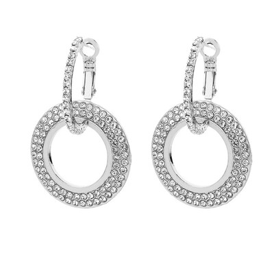 

Women Fashion Rhinestone Double Circle Hoop Huggie Earrings Party Jewelry Charm