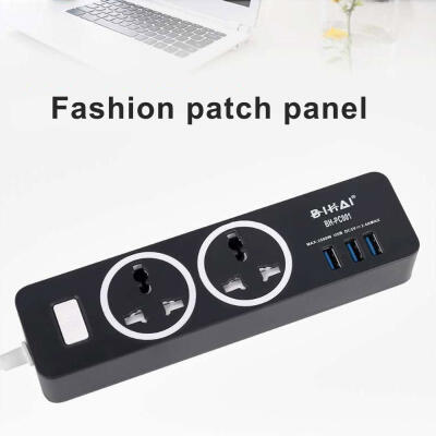 

BH-PC001 Dual Hole Power Strip Extension Socket Plug With 3 USB Ports For Home Office UseUS Plug