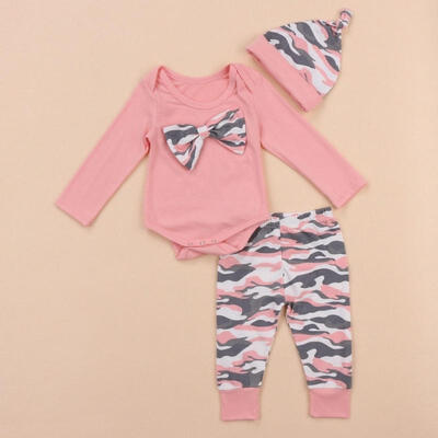 

3PCS Set Newborn Baby Girl Boy Clothes Romper Shirt TopsLong PantsHat Outfits