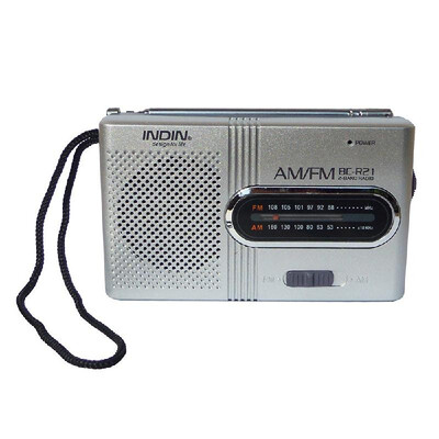

INDIN BC-R21 AMFM Dual Band Radio Receiver Portable Player Built-in Speaker with a Standard 35MM Headphones Jack Silver grey