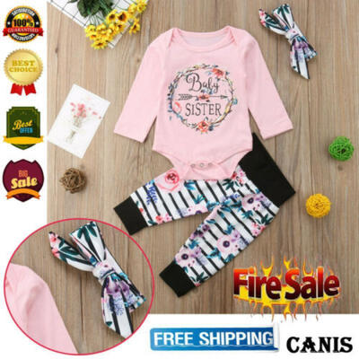 

Toddler Baby Girls Newborn TJumpsuit RomperPantsHeadband Outfits Clothes Set