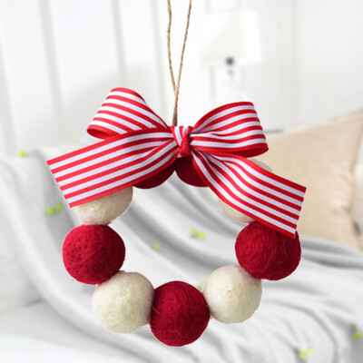 

Tailored Wool Mini Wool Ball String Christmas Wreath Ornament