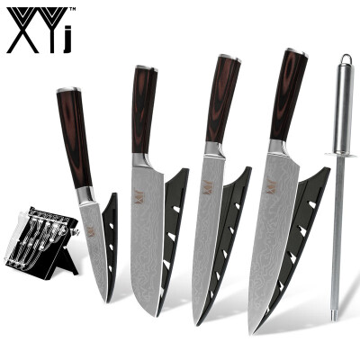 

XYJ Four Piece Kitchen Knife Stainless Steel Sharp Blade Kitchen Knives And Handmade Knife Block Sharpener Bar