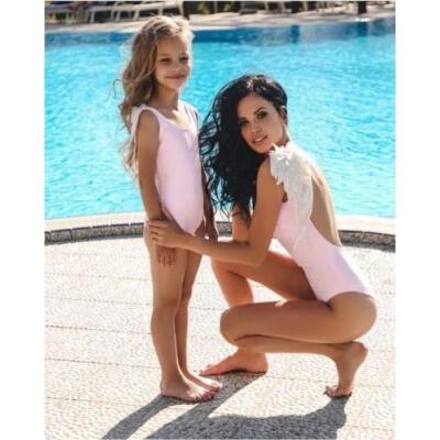 

Family Matching Mum Baby Girls Womens Pure Color Swimwear Swimsuit Bikini Set