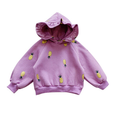 

Sweatshirts Baby Girls Cotton Kids Hoodies Pineapple Print Sweater Children Clothes Long Sleeve Toddler Sportswear Hoodie