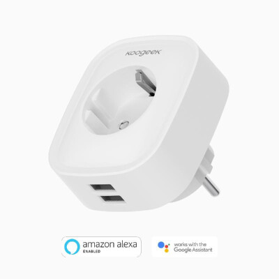 

Koogeek Wireless Enabled Smart Plug with 1 AC Outlet 2 USB Ports Compatible with Alexa&Google Assistant Remote Control from An