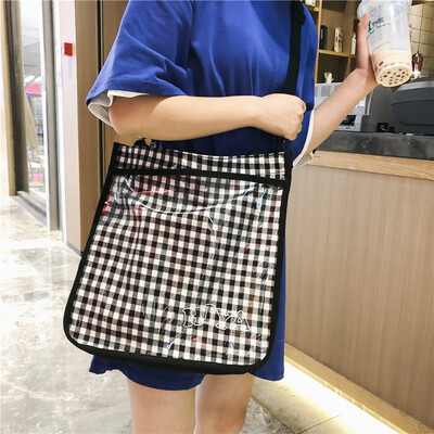 

Canvas Baggage Girls One Shoulder Ins Slant Dual-purpose Student Japanese Harajuku Transparent Baosen Chic Port Baggage