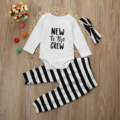 

Newborn Infant Baby Boy Letter Romper TopsPants Cap Stripe Outfits Set Clothes