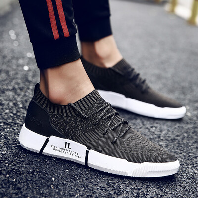 

Flying-weaving net shoes Mens breathable canvas shoes Sports&leisure shoes Spring new style running shoes anti-slip soft sole