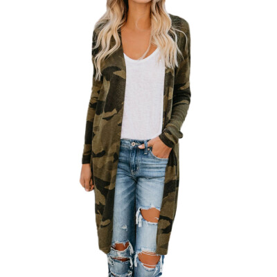 

Toponeto Womens Ladies Long Cardigan Camouflage Long Sleeve Coat Parka Outerwear