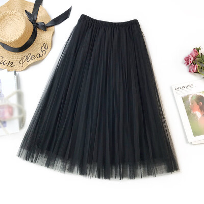 

Fashion Women Skirts Tulle Pleated Layered With Slip High Waist A-Line Girl Skirt