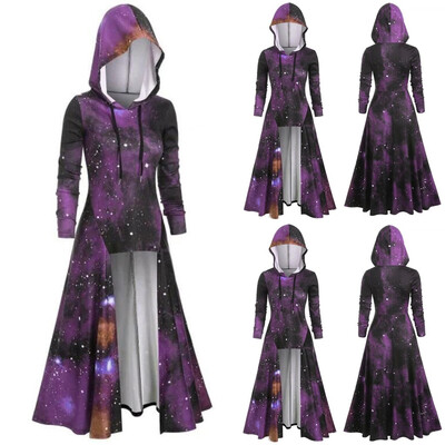 

Tailored Fashion Womens Plus SizeLong Sleeve Hooded Spiral Tie Print High Blouse Topa