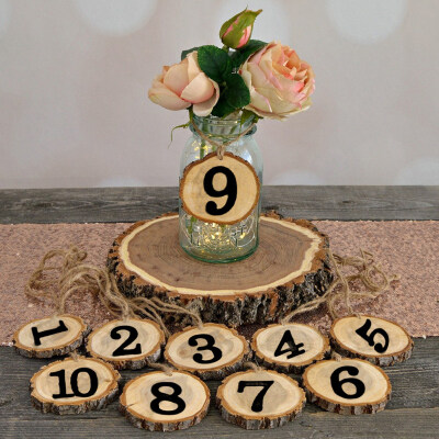 

10Pcs 1-10 Wooden Round Table Chair Sign Number Tag Birthday Wedding Party Decor