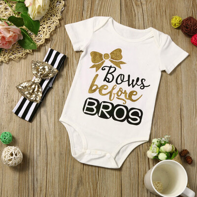 

Newborn Infant Baby Boy Girl Letter Jumpsuit Romper Headband Outfits Clothes Set