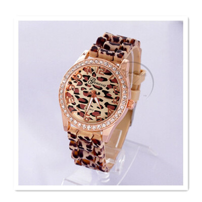 

New Silicone Jelly Watch Watch Rose Gold Inner Shadow Plastic Leopard Watch