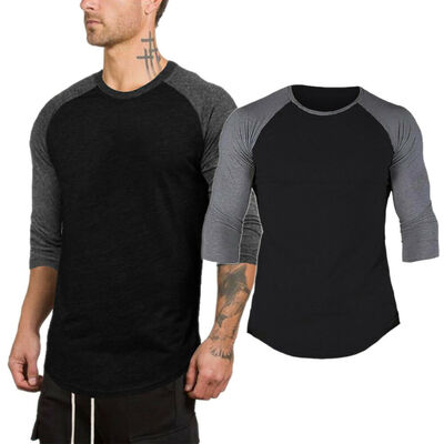 

Mens Boy Raglan 34 Sleeve Baseball Plain Tee Sports Blouse T-Shirt Tops -2XL