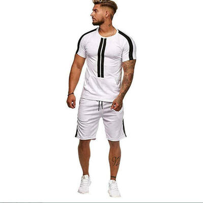 

Fashion Men Tracksuit Set Short Sleeve Sweatshirt Pants Jogger Sportswear Suit