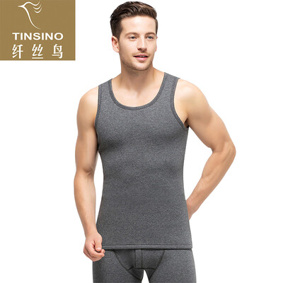 

Filament bird TINSINO warm vest mens autumn&winter wool cotton round neck plus velvet thick warm underwear tops printed ink ash  185110