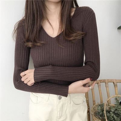 

Womens V Neck Sweater Twist Knot Long Sleeve Oversized Casual Pullover Jumper