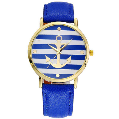 

Fashion Geneva Stripe Anchor Table Belt Personality Quartz Watch Spot for Men&Women