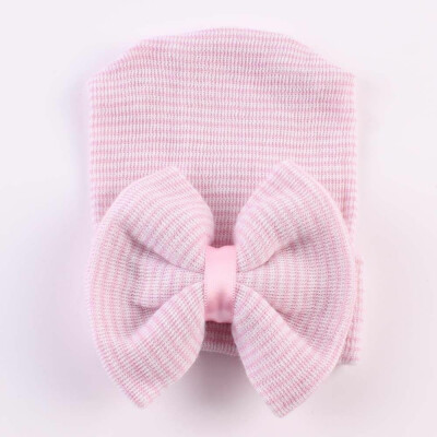 

SUNSIOM Newborn Baby Girl Infant Colorful Striped Bow Cap Hospital Warm Soft Beanie Hat