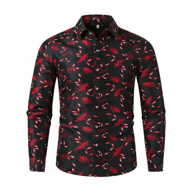

Tailored Mens Autumn Winter Casual Slim Printed Long Sleeve Shirts Top Beach Blouse