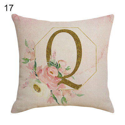 

Flower Letter Alphabet Pillow Case Cushion Cover Sofa Bed Car Cafe Office Decor