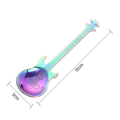 

Gobestart Stainless Steel Guitar Spoons Rainbow Coffee Tea Spoon Flatware Drinking Tools