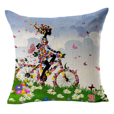 

Siaonvr Cushion Covers Car Floral Printed Cotton Linen Sofa Vintage Pillowcase BK