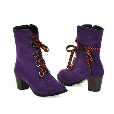 

Rose Stylish Womens Cowboy Comfortable Low-heeled Lace-Up Roman Shoes Ankle Boots
