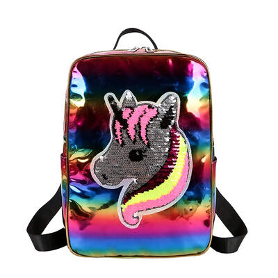 

Cute Sequins Horse Decor Travel Backpacks Women Glossy Laser School Bags