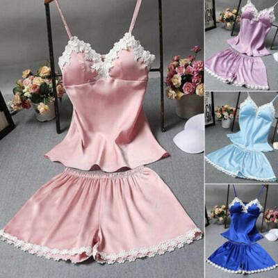 

Women Lady Sexy Lace Pajama Cami Short Sleepwear Nightwear Lingerie Set -XL