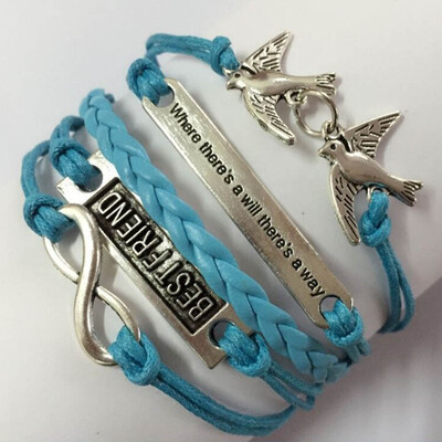 

Fashion Leather Butterflies Bracelet Friendship Charm Braided Wristband Bracelet