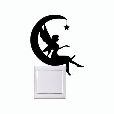 

KG-244 Moon Fairy Switch Sticker -Crescent Moon Silhouette Wall Sticker