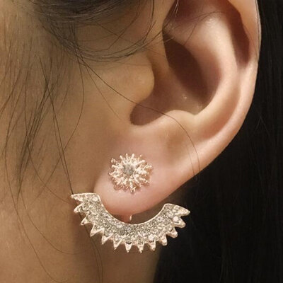 

New Crystal Flower Earrings for Women Fashion Jewelry Gold Silver Rhinestones Earrings Gift for Party Weddings