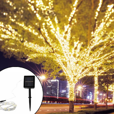 

200LEDs Solar Powered Energy Christmas String Light Intelligent Sensitive Light Control 8 Modes Indoor Outdoor Landscape Tree Lamp