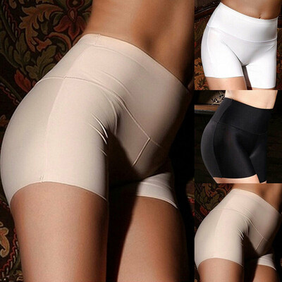 

Women Ice Silk Safety Shorts Seamless Boxer Briefs Underwear Shorts Solid New