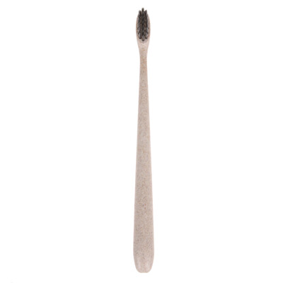 

1pc Portable Travel Toothbrush Wheat Soft Bamboo Charcoal Toothbrush Gray