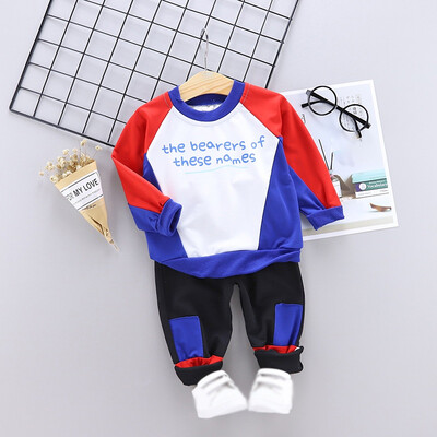 

2 Colors NEW Autumn Baby Boys Long Sleeve Letter Print Sweatshirt TopsPants Trouser Baby Cute Clothe 2Pcs Costume Set